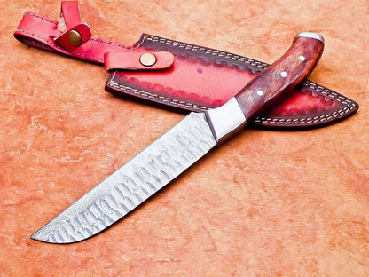 Handmade Damascus Steel Knife  Camping  Skinning Knife With Sheath 1