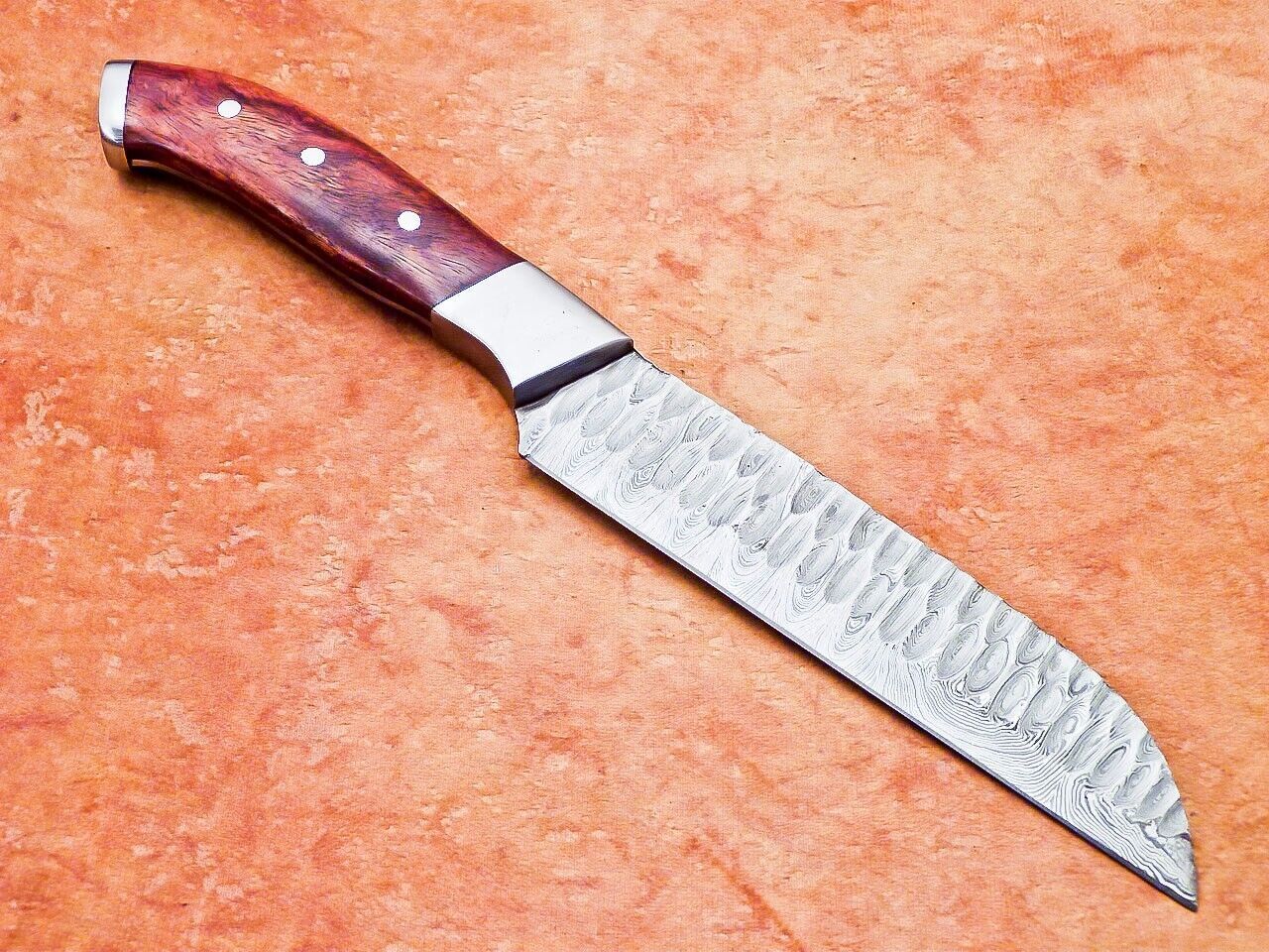 Handmade Damascus Steel Knife  Camping  Skinning Knife With Sheath 2