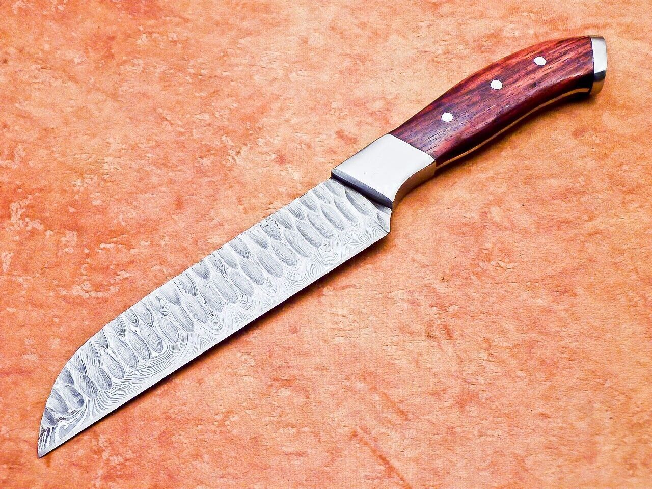 Handmade Damascus Steel Knife  Camping  Skinning Knife With Sheath 3