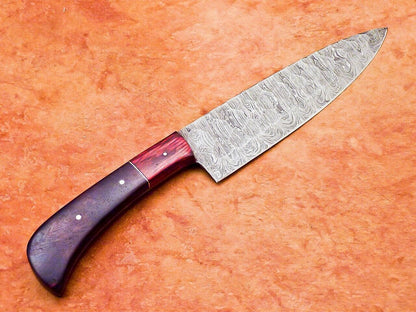 Outdoor Damascus Hunting Knife  Forged Steel Blade With Wood Grip 1