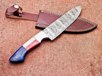 Traditional Damascus Steel Knife  Handmade Wooden Handle Knife 1