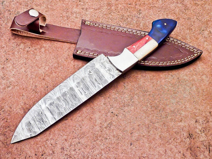 Traditional Damascus Steel Knife  Handmade Wooden Handle Knife 2