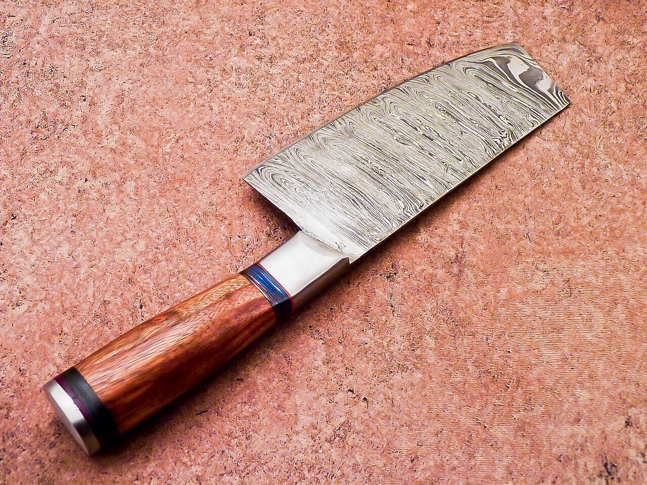 12 Custom Handmade Damascus Steel Cleaver Knife  Professional Chef Chopper With Wooden Handle 1