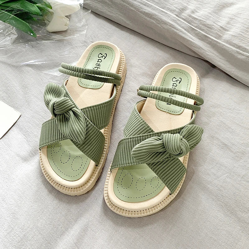 Summer Fairy Style Sandal for Women, Fashion Student Platform Flats, Roman Lady Cute Slippers