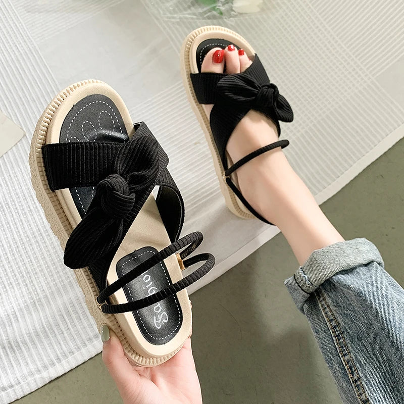 Summer Fairy Style Sandal For Women Fashion Student Platform Flats Roman Lady Cute Slippers 1