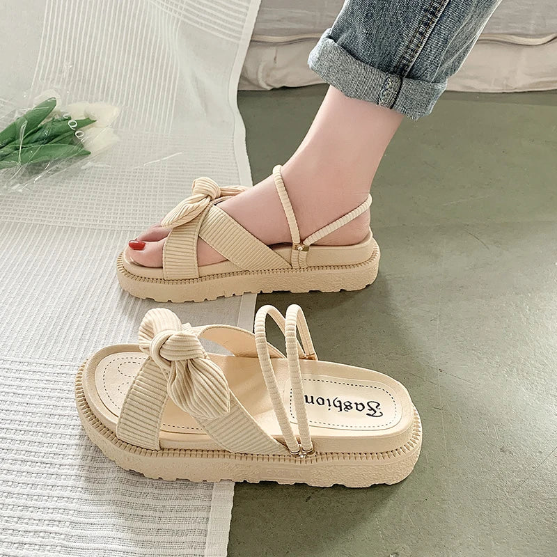 Summer Fairy Style Sandal For Women Fashion Student Platform Flats Roman Lady Cute Slippers 2