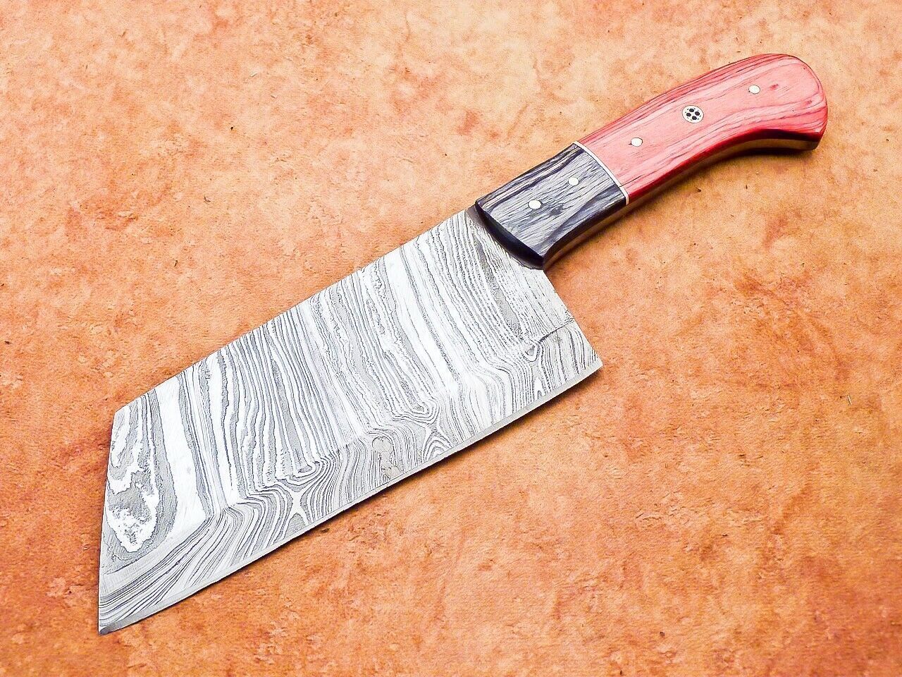 Hand Forged Damascus Steel Cleaver Knife With Wooden Handle  12 Chef Chopper 2