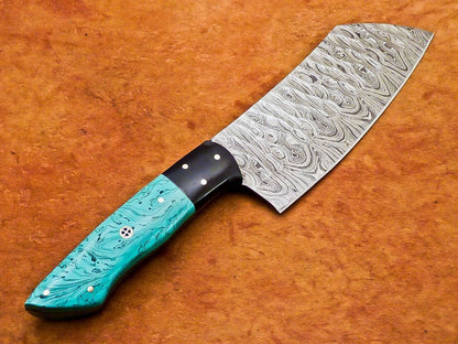 Custom Handmade Damascus Chef Cleaver  Professional Kitchen Chopper Knife 1