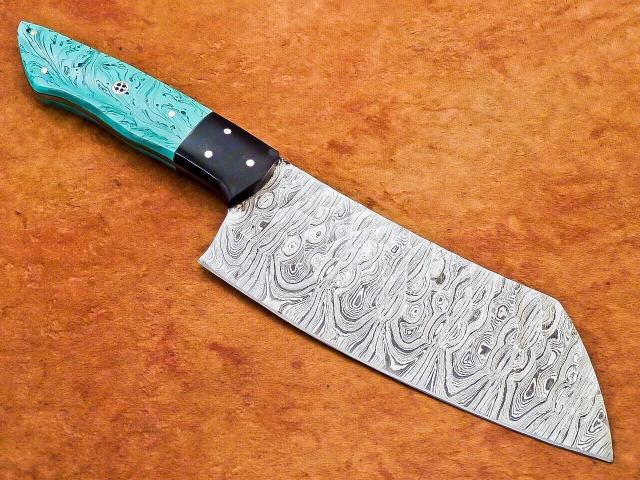 Custom Handmade Damascus Chef Cleaver  Professional Kitchen Chopper Knife 2