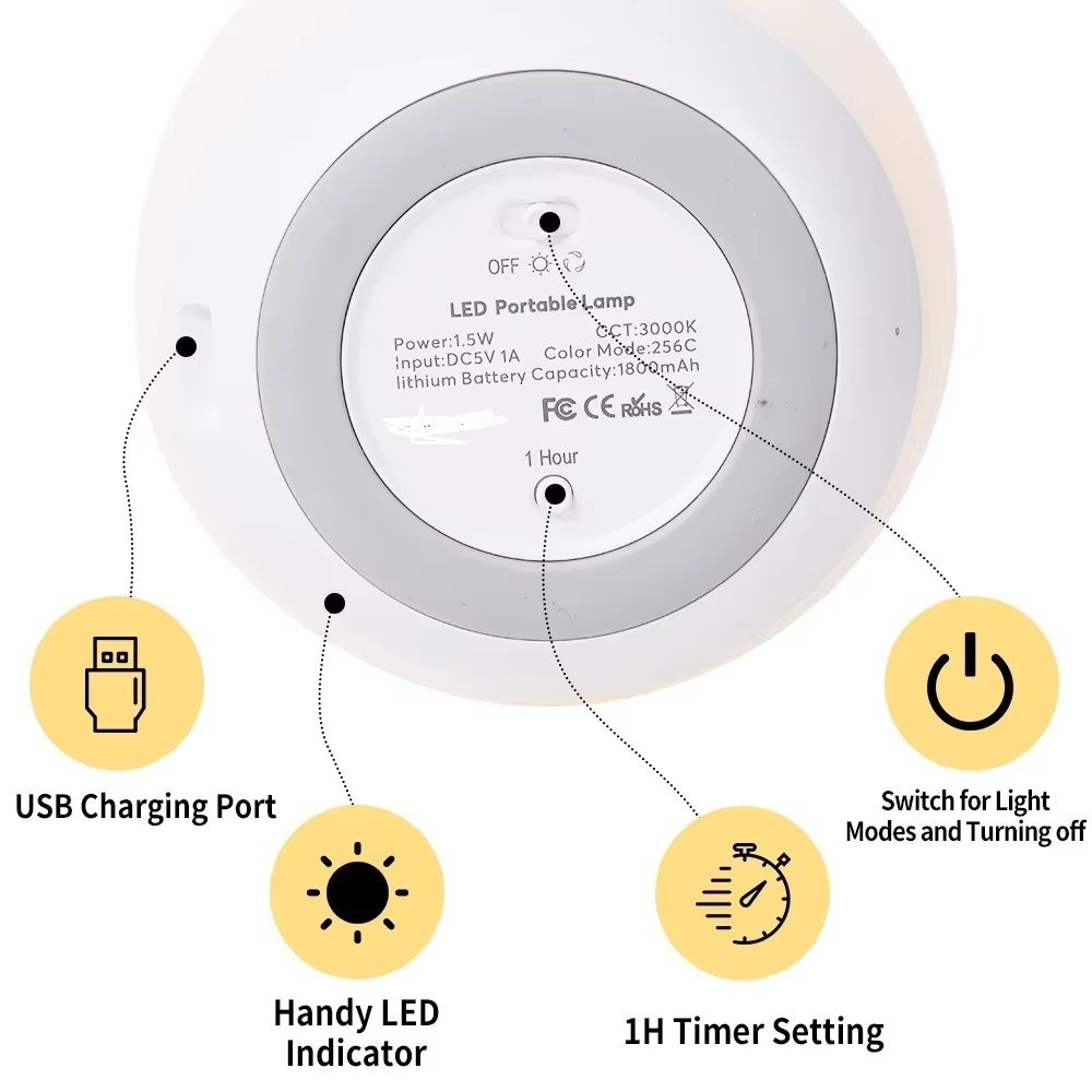Portable Egg Shape Night Light USB Rechargeable Changing RGB Remote And Touch Control Dimmable Ambi 6