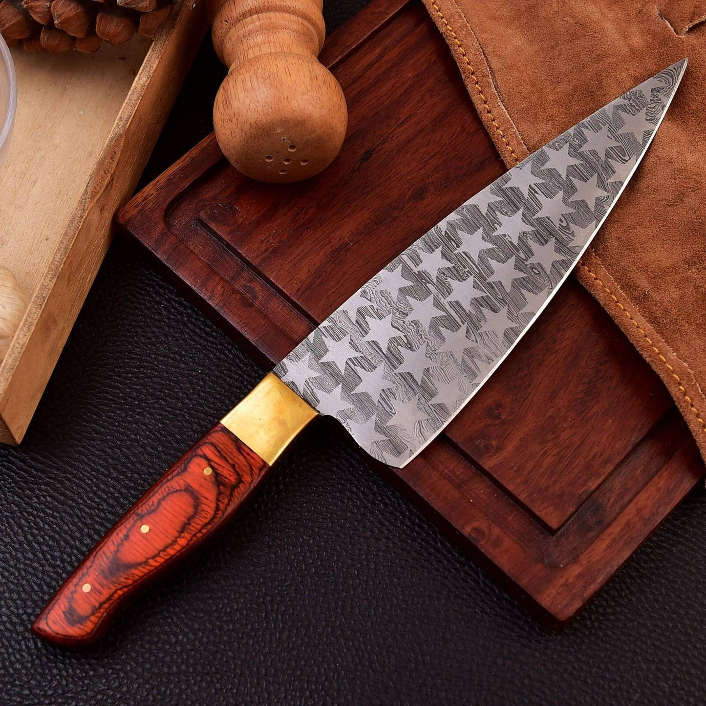 Professional 12 Chef Knife  Damascus Steel Kitchen Knife Hardwood Handle 1