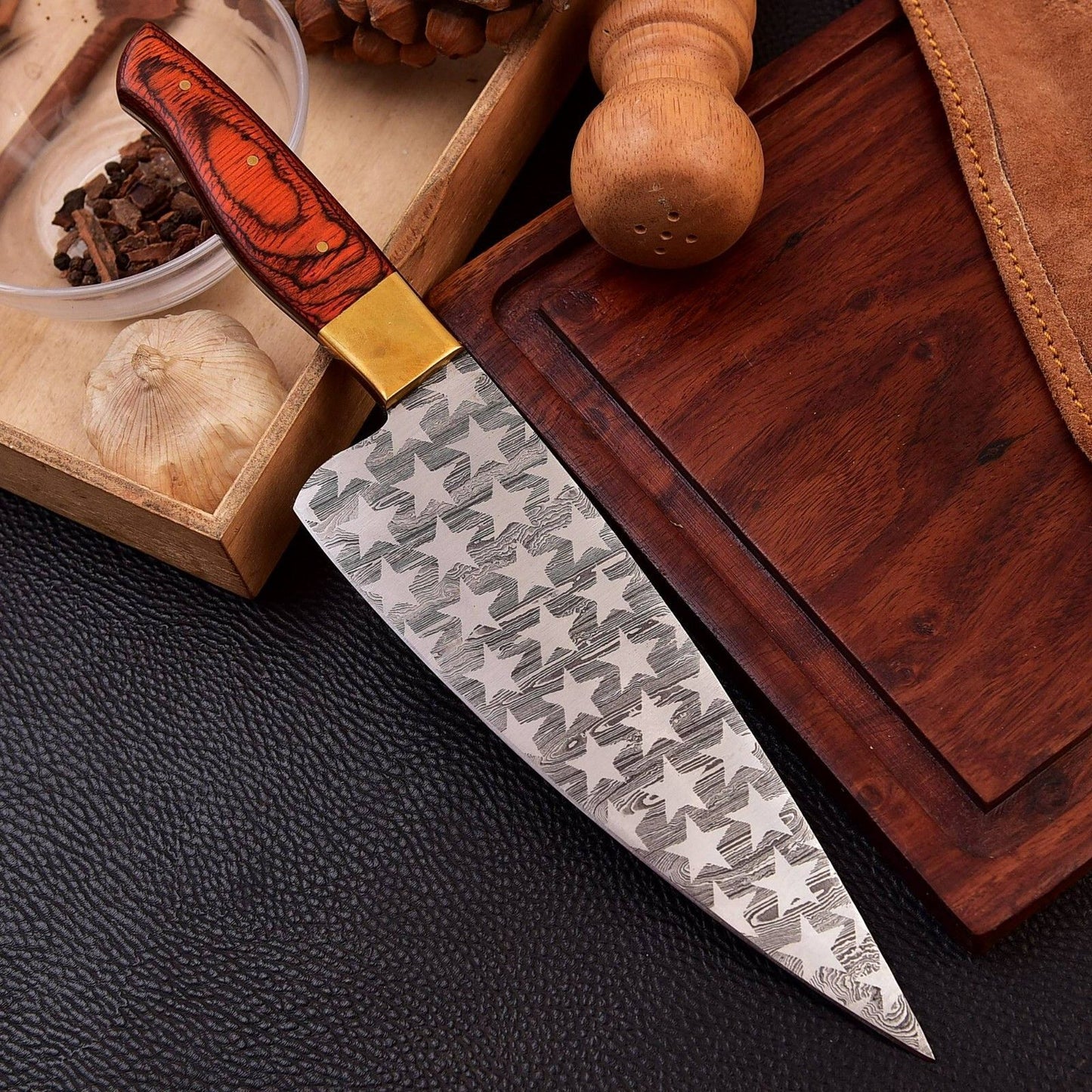 Professional 12 Chef Knife  Damascus Steel Kitchen Knife Hardwood Handle 2