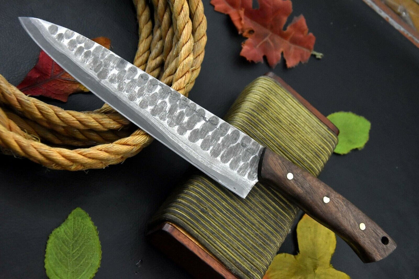 Custom Forged Damascus Steel Chef Knife  Kitchen Knife Wood Handle 1