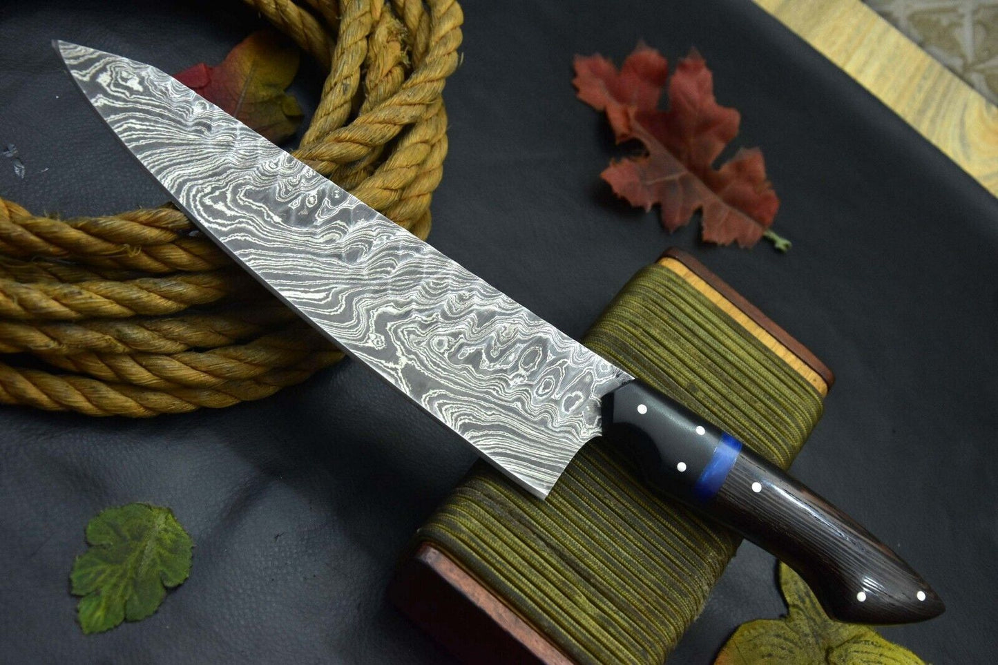Hand Forged 12 Inch Damascus Chef Knife  Premium Hardwood Handle Knife 1