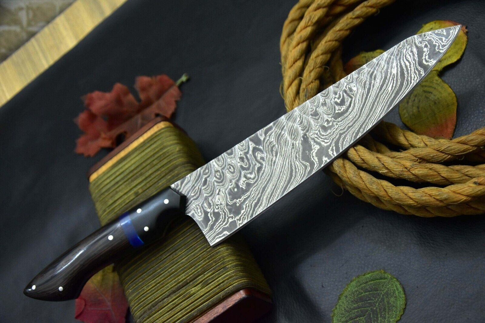 Hand Forged 12 Inch Damascus Chef Knife  Premium Hardwood Handle Knife 2