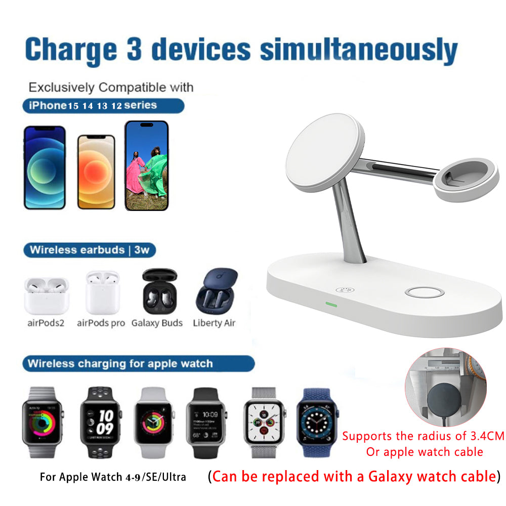 Charging Station for iPhone, Magnetic Wireless Charger, Apple Watch, AirPods Pro