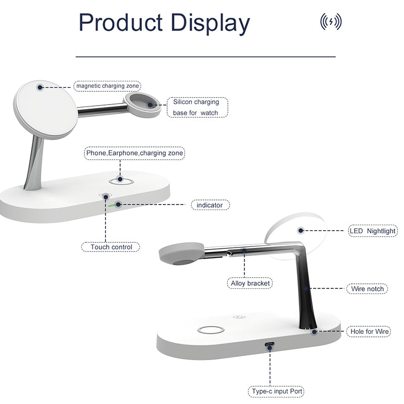 Charging Station for iPhone, Magnetic Wireless Charger, Apple Watch, AirPods Pro