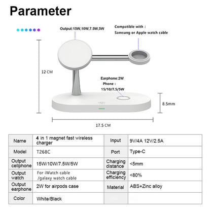 Charging Station for iPhone, Magnetic Wireless Charger, Apple Watch, AirPods Pro