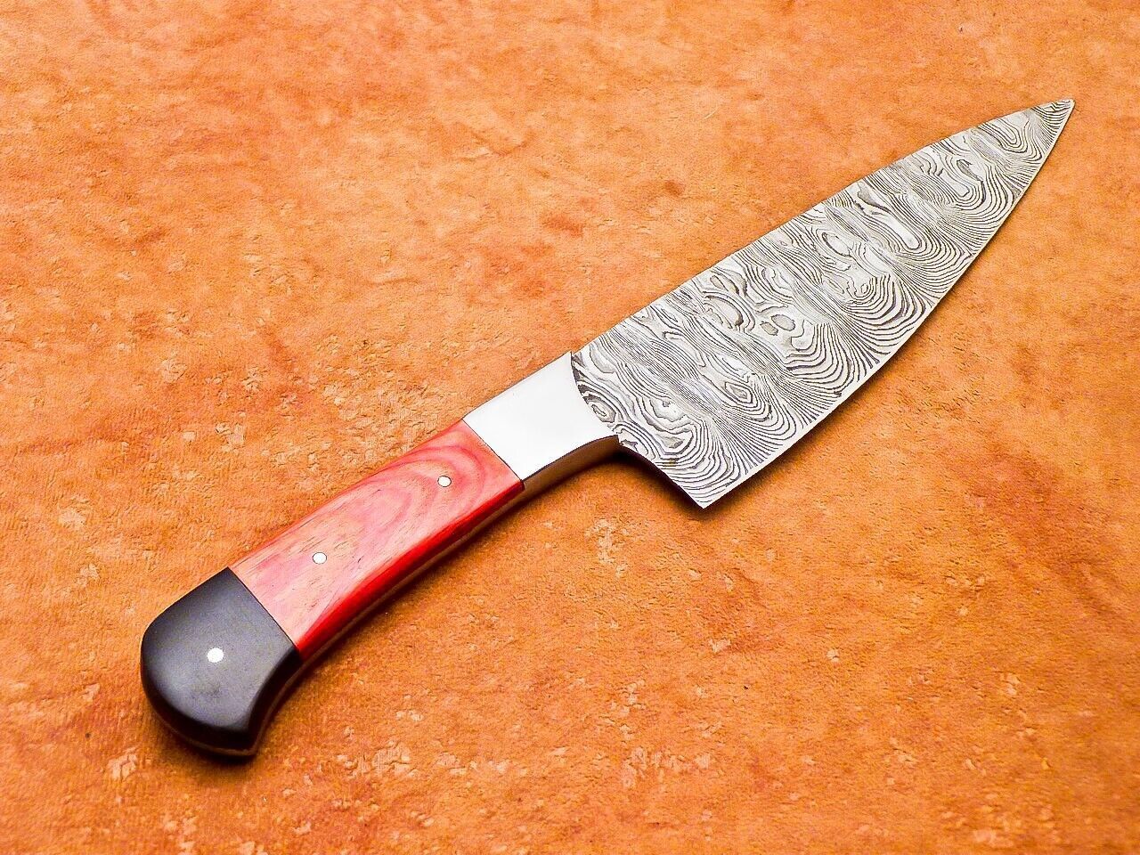 Custom Damascus Kitchen Knife  Professional 12 Inch Hardwood Handle Chef Tool 1