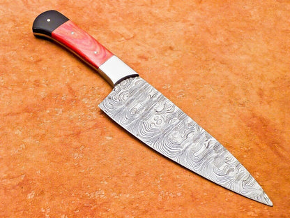 Custom Damascus Kitchen Knife  Professional 12 Inch Hardwood Handle Chef Tool 2