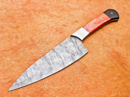 Custom Damascus Kitchen Knife  Professional 12 Inch Hardwood Handle Chef Tool 3
