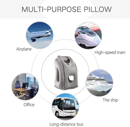 Portable PVC Inflatable Travel Pillow, Chin Support Cushion for Airplane, Car, Office, Comfortable Headrest Nap Pillow