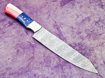 Hand Forged Damascus Steel Kitchen Chef Knife  12 INCH Blade Bone Handle 1