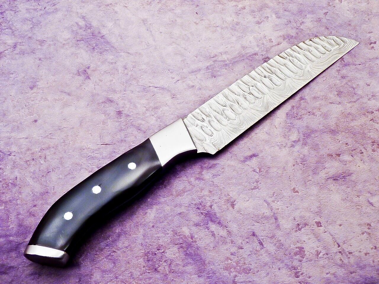 Hand Forged Damascus Steel Kitchen Chef Knife  12 INCH Blade Bull Horn Handle 1