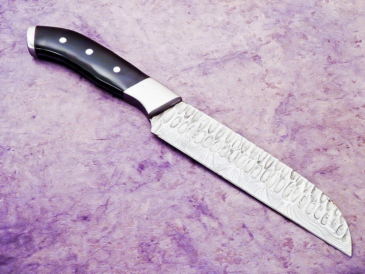 Hand Forged Damascus Steel Kitchen Chef Knife  12 INCH Blade Bull Horn Handle 2