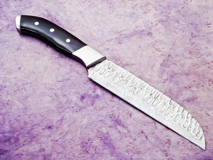Hand Forged Damascus Steel Kitchen Chef Knife  12 INCH Blade Bull Horn Handle 2