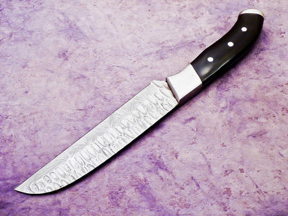 Hand Forged Damascus Steel Kitchen Chef Knife  12 INCH Blade Bull Horn Handle 3