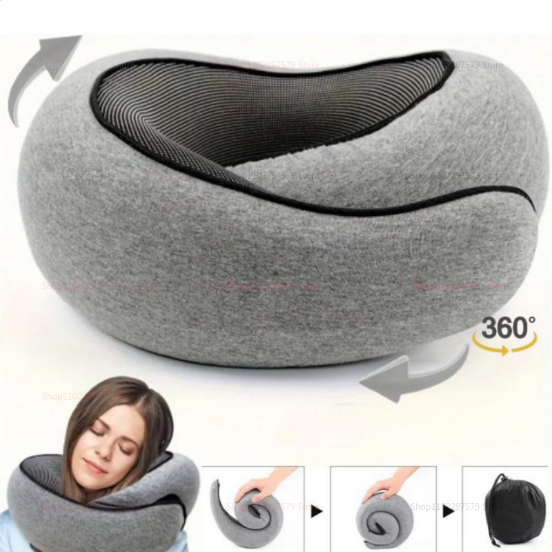 U Shaped Pillow, Travel Neck Pillow Memory Foam, Snail Pillow Soft, Travel Neck Support, Sleep Pillow for Flights