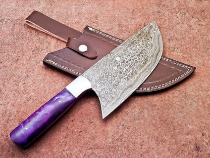 12 Damascus Steel Butcher Cleaver  Handmade Chef Knife With Resin Handle 1