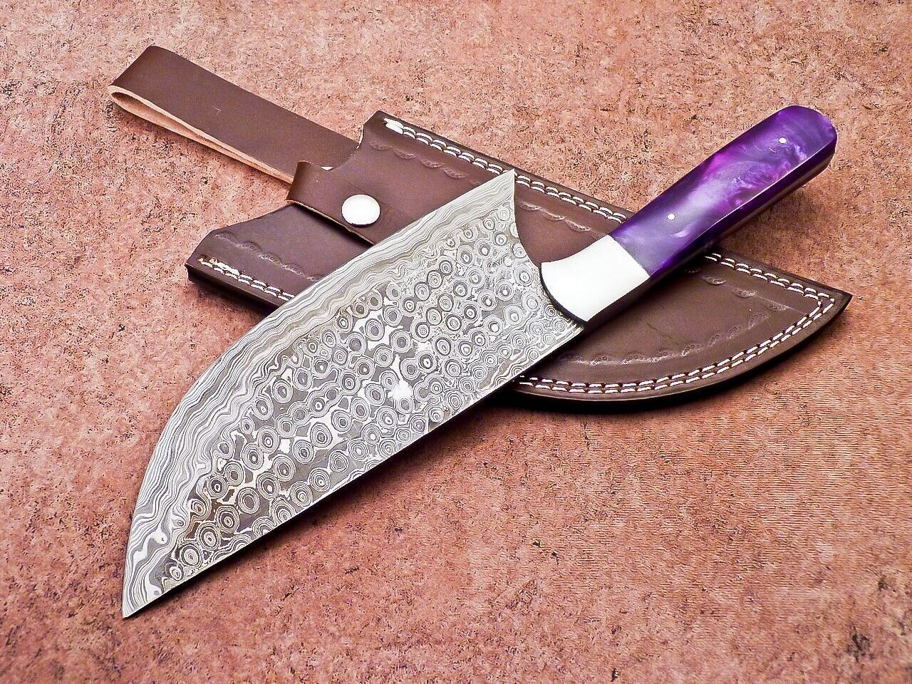 12 Damascus Steel Butcher Cleaver  Handmade Chef Knife With Resin Handle 2