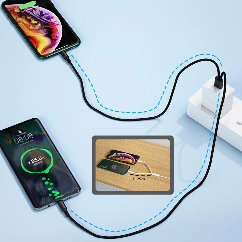Data Cable Type C Micro Fast Charging Cable Y Splitter Fast Charging Cable For Almost All Latest Sm 2