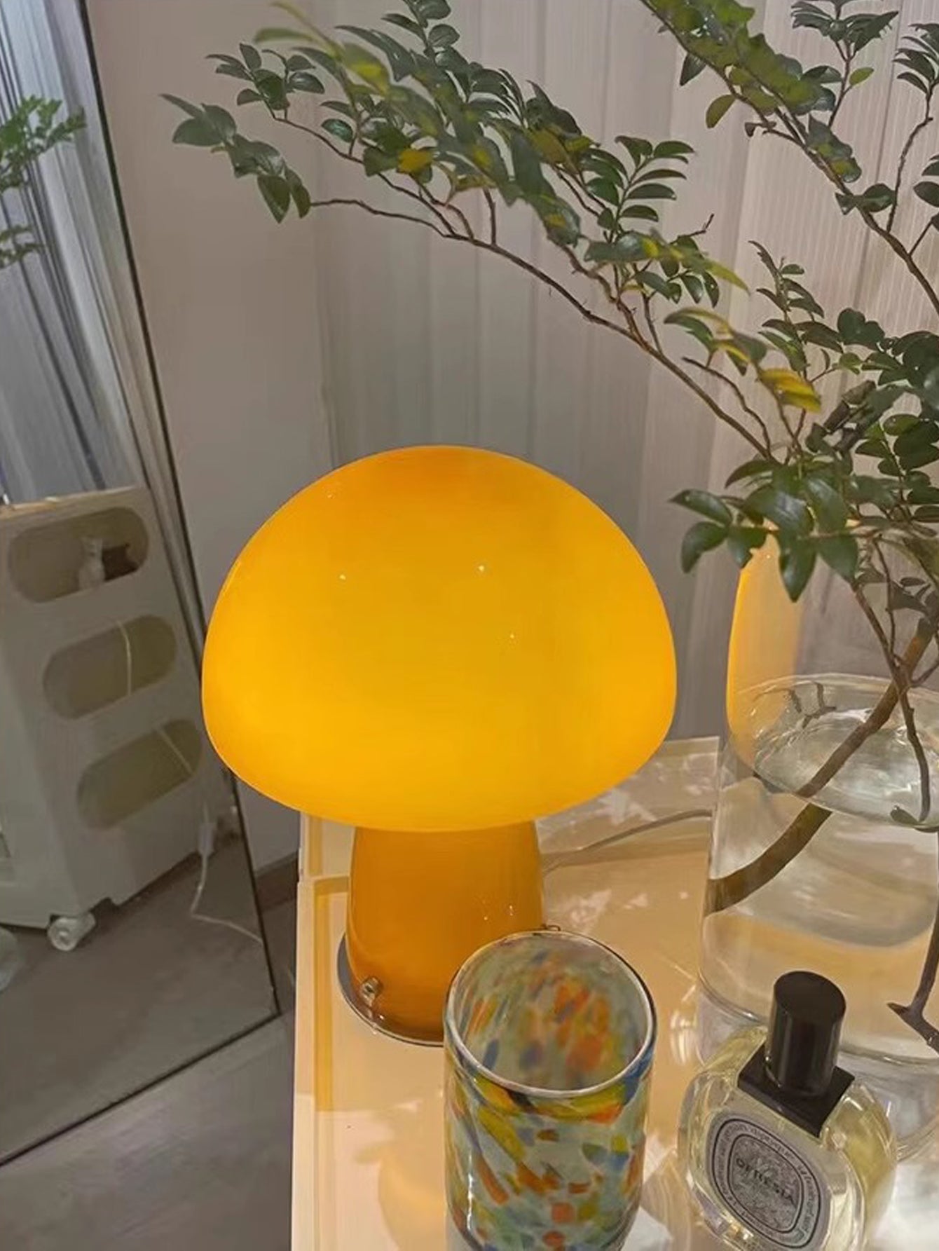 Modern LED Mushroom Light, Tri Colour USB Plug, Corded Ambient Lighting for Bedside, Camping, Dining, Home Decor