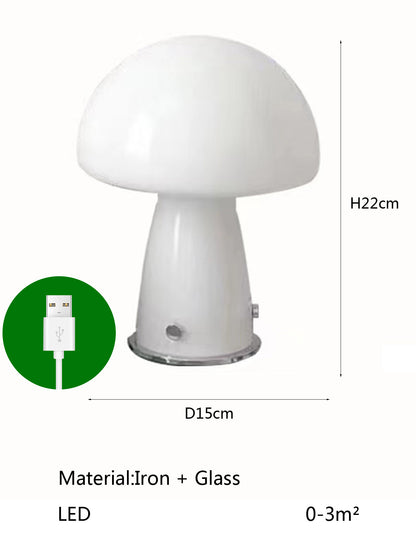 Modern LED Mushroom Light, Tri Colour USB Plug, Corded Ambient Lighting for Bedside, Camping, Dining, Home Decor