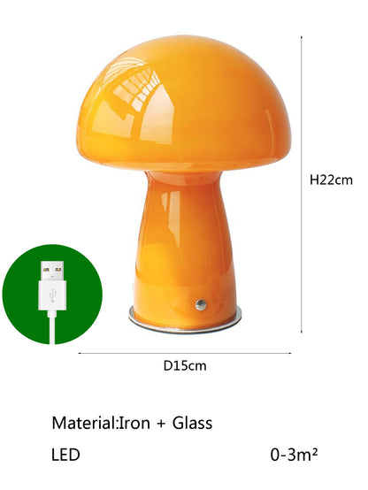 Modern LED Mushroom Light, Tri Colour USB Plug, Corded Ambient Lighting for Bedside, Camping, Dining, Home Decor