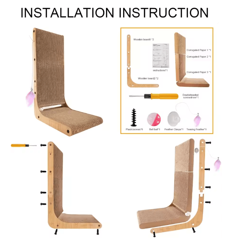 PurrGuard L Shape Cat Scratcher For Indoor Cats With Furniture Protection Design 2