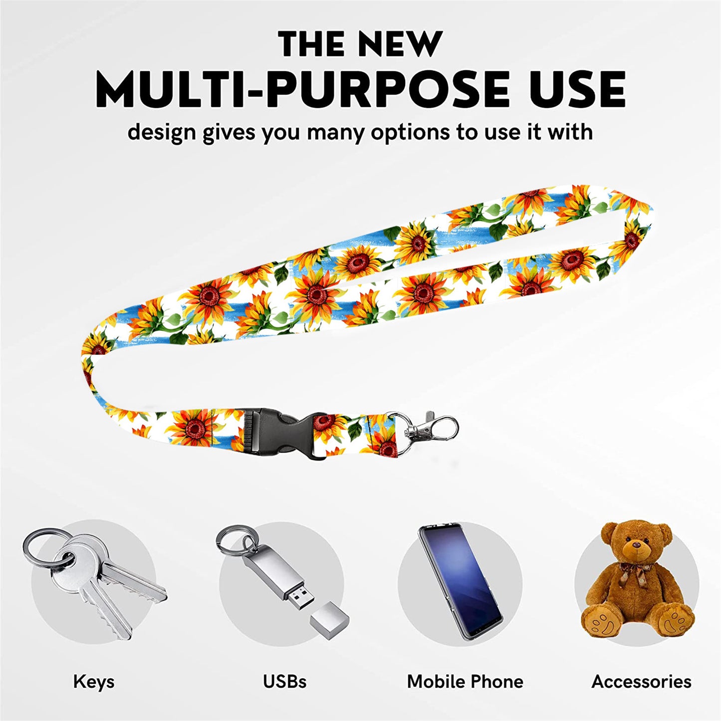 Floral Retractable Badge Reel, Long Lanyard Phone Rope, ID and Credit Cards Holder Cover for Women