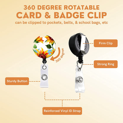 Floral Retractable Badge Reel, Long Lanyard Phone Rope, ID and Credit Cards Holder Cover for Women