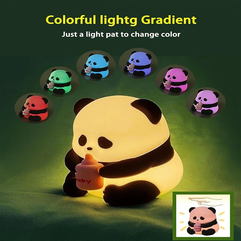 Cute Silicone Panda Night Light, Rechargeable LED, Kawaii Animal Decor for Kids, Birthday Gifts, and Christmas Lights