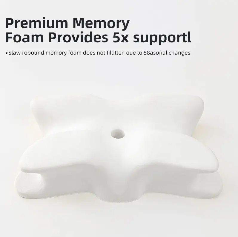 Slow Rebound Memory Foam Pillow, Butterfly Shape Pillow Neck Protection, Cervical Orthopedic Neck Foam for Health Care