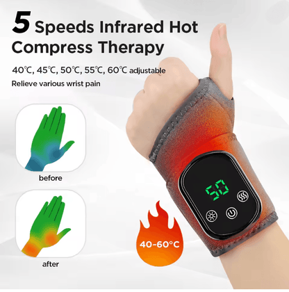 ThermaPulse 2 in 1 Heated Wrist Massager with Adjustable Temperature and Vibration Therapy