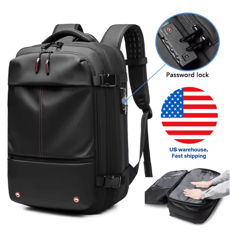 AirPack Expandable Travel Laptop Backpack for Men with Vacuum Compression Design