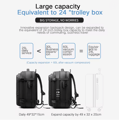 AirPack Expandable Travel Laptop Backpack For Men With Vacuum Compression Design 2