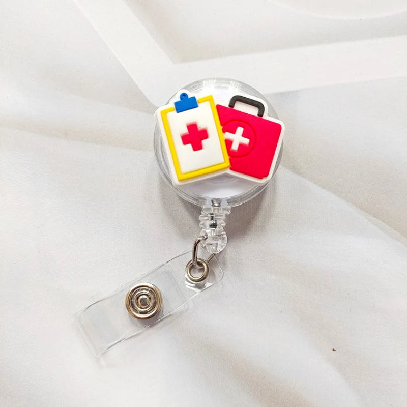 Creative Cartoon Nurse ID Badge Clip Retractable Reel Easy Pull Clip Set For Medical Professionals  4