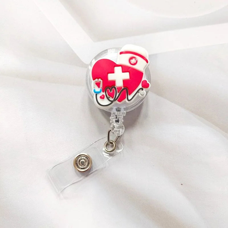 Creative Cartoon Nurse ID Badge Clip Retractable Reel Easy Pull Clip Set For Medical Professionals  12