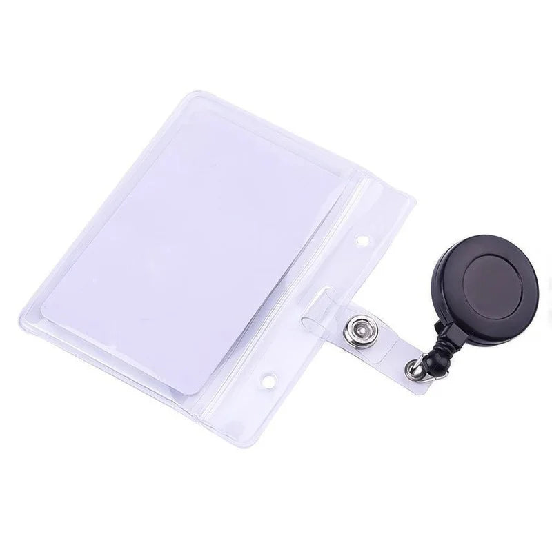 Retractable Badge Reel Black ID Badge Holder With Belt Clip Secure Card Clip For Work Access Office 2