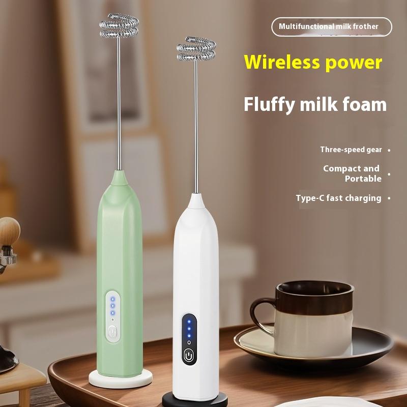 Milk Frother Coffee Foamer, Wireless Electric Whisk, Hot Chocolate Mini Mixer for Latte, Cappuccino